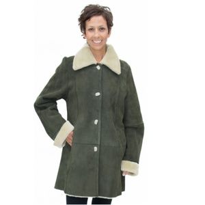 CLEARANCE!!  Green Merino Suede Lamb Fur Shearling